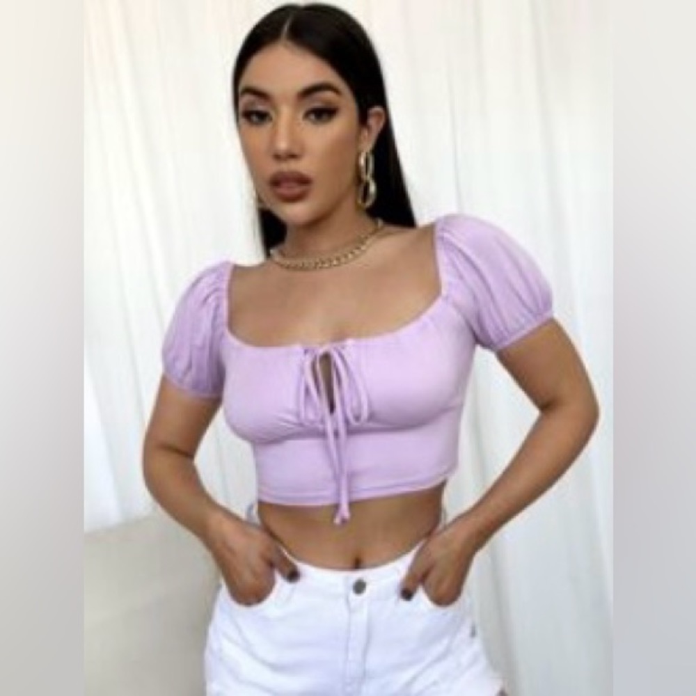 Casual plain front bow t-shirt